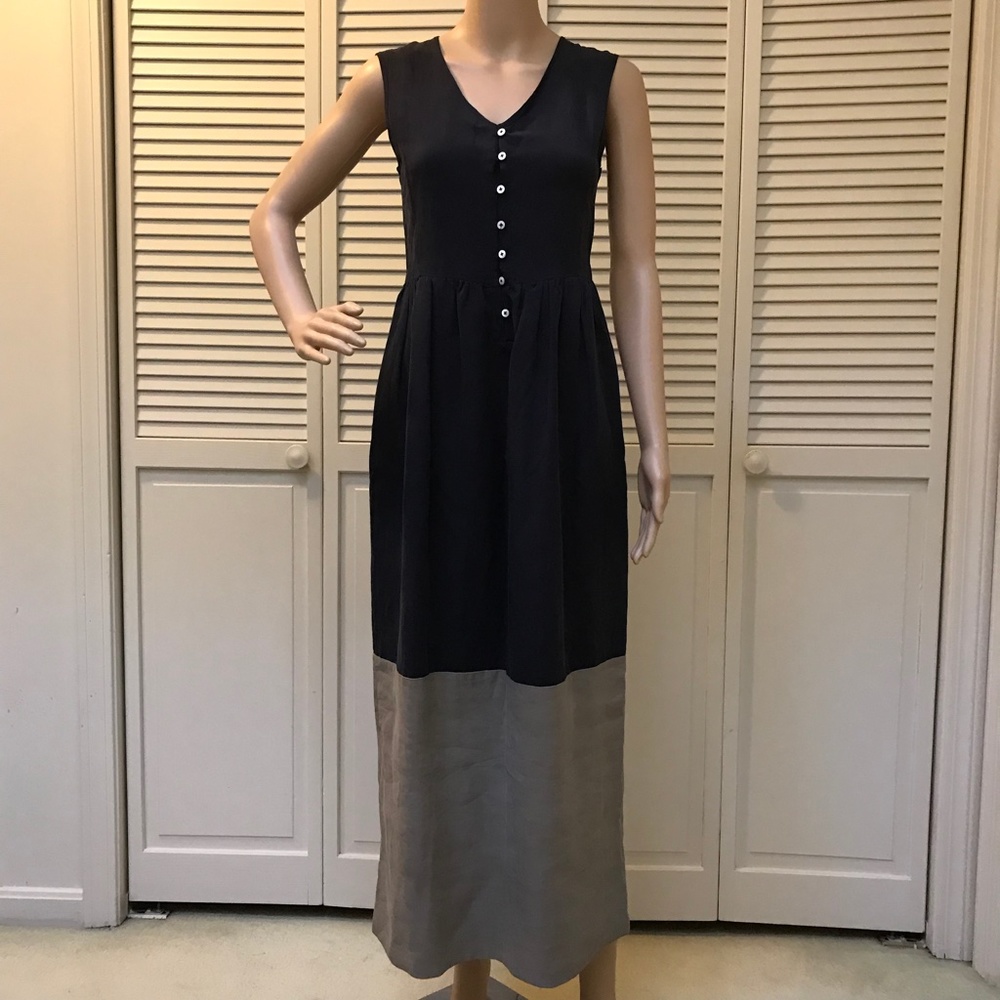 Steven Alan Colorblock Silk & Linen Blend Maxi Dress SP - Picture 1 of 12
